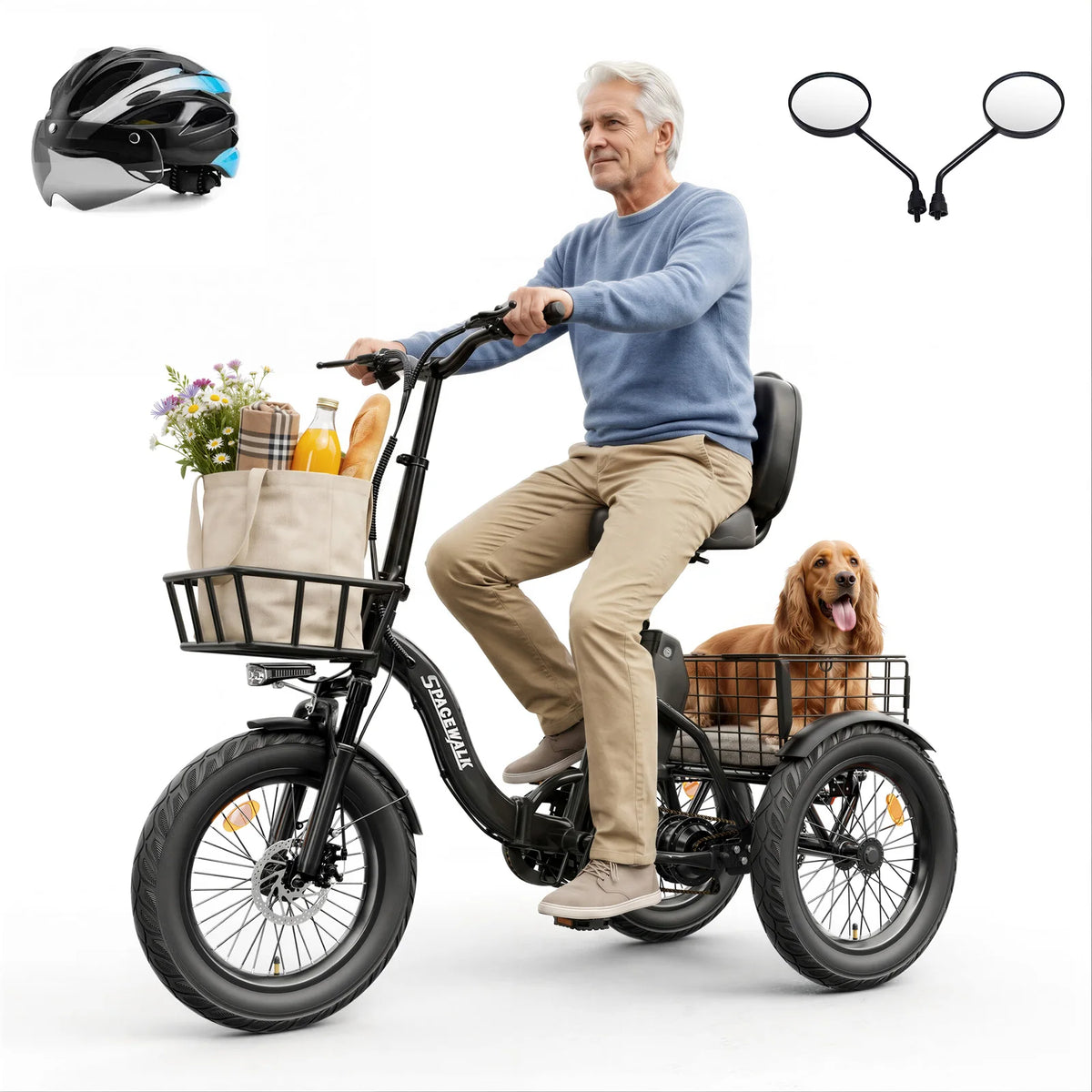 Eilleo Spacewalk 1200W Three Wheel Folding Electric Trike For Adults