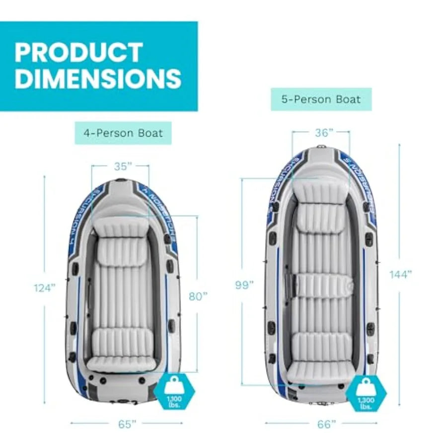 Inflatable Fishing Boat River Raft Set With Oars For Outdoors