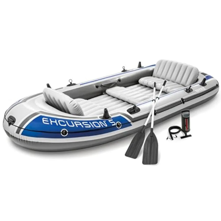 Inflatable Fishing Boat River Raft Set With Oars For Outdoors