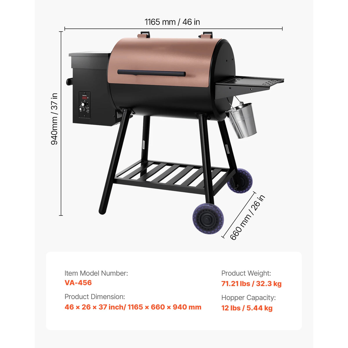 SucceBuy Wood Pellet Grill Smoker With Digital Controller And Probe