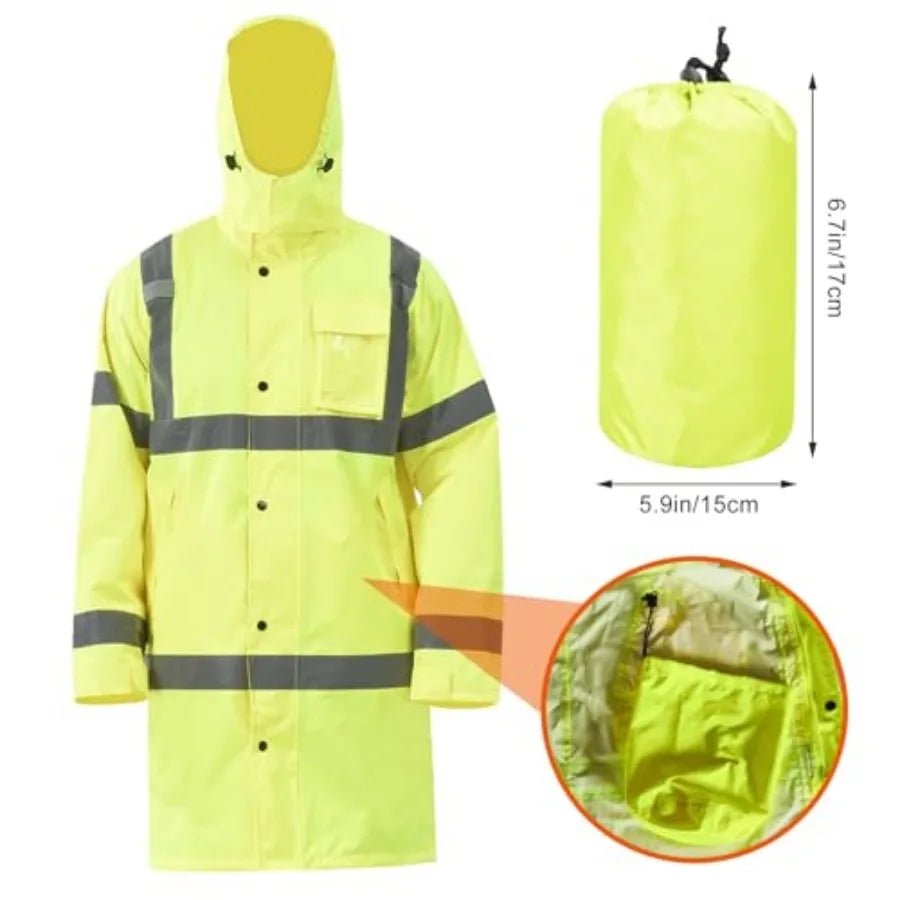 High Visibility Safety Rain Jacket And Bibs For Work Apparel
