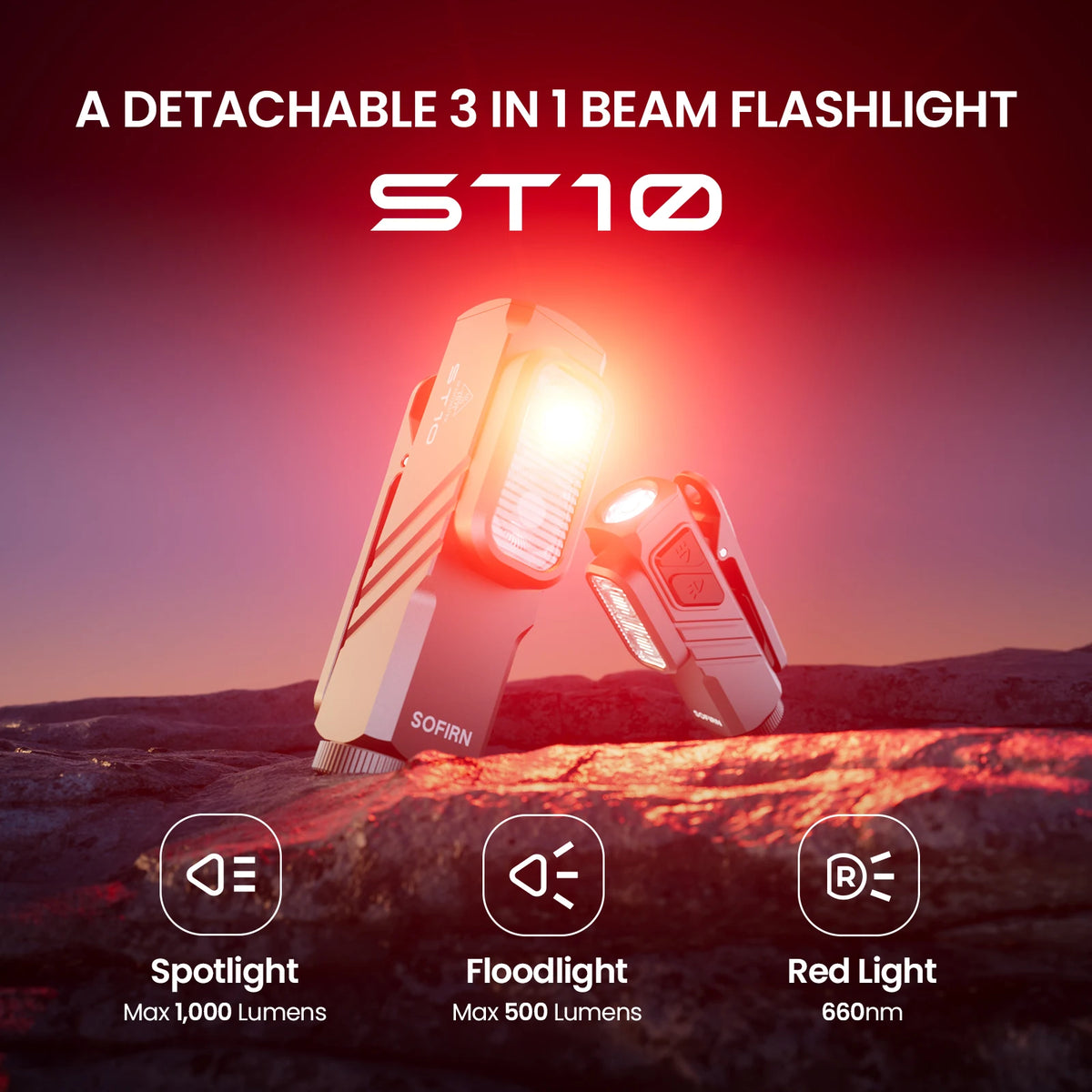 Sofirn ST10 Rechargeable Flashlight With Red Light And Magnetic Tail