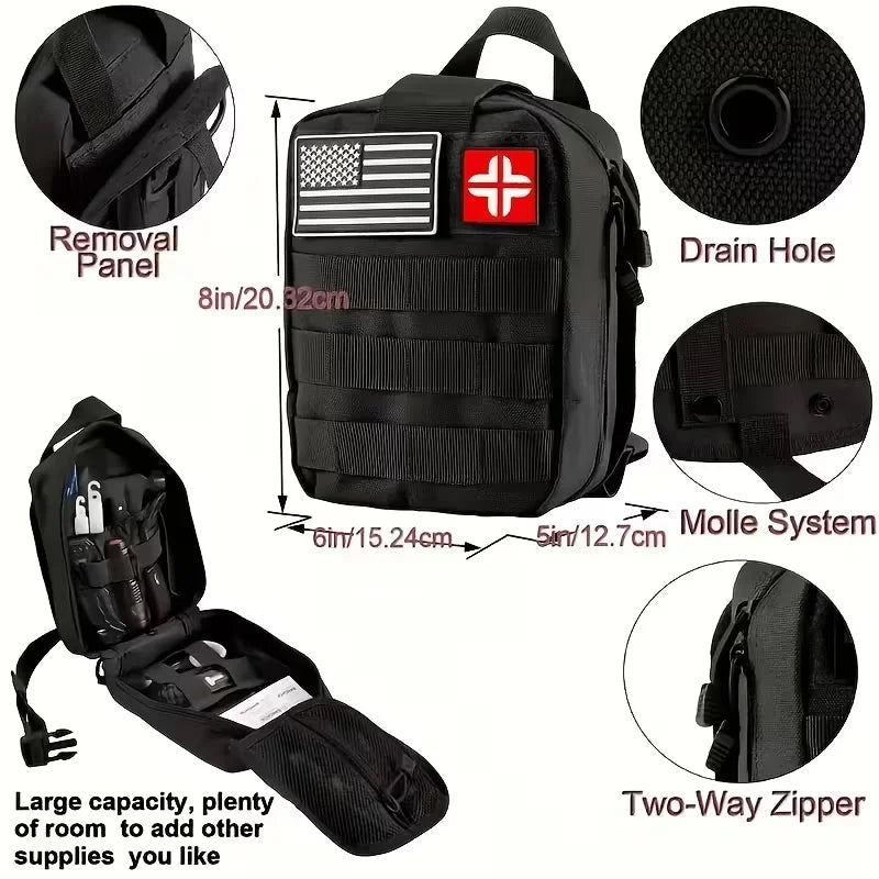 217-Piece Survival Kit First Aid Tools Molle Bag Outdoor Hiking