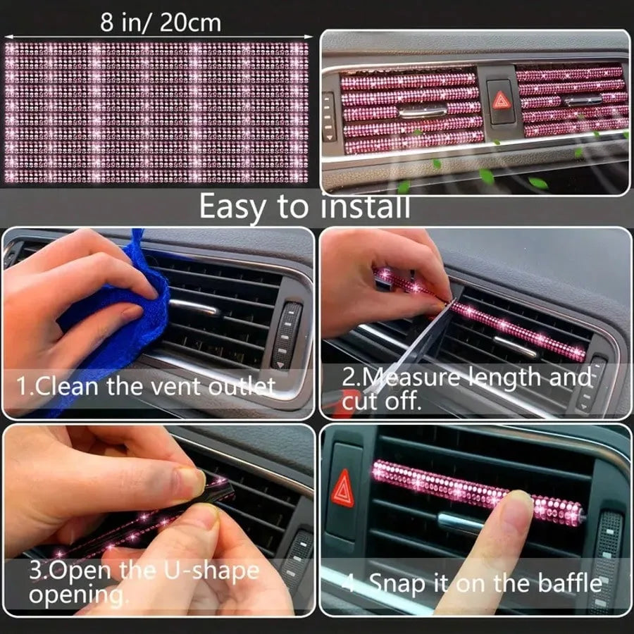 Artificial Diamond Decorative Steering Wheel Protective Cover Set