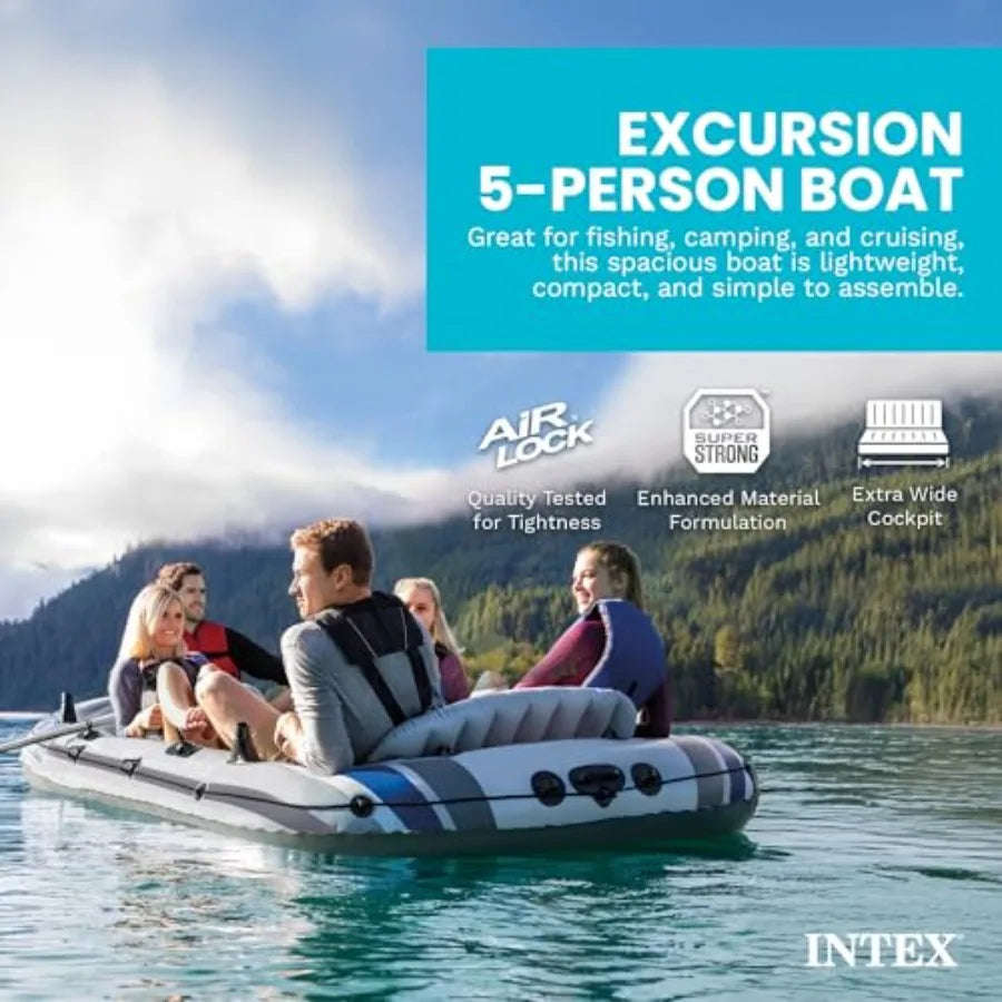 Inflatable Fishing Boat River Raft Set With Oars For Outdoors
