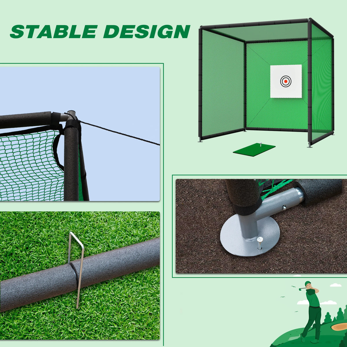 Heavy Duty Metal Frame Golf Practice Net Cage For Training