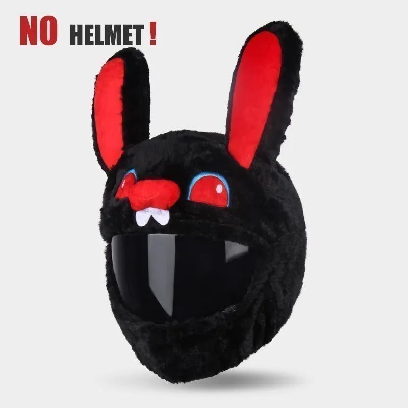 UCHOOSE Cartoon Plush Motorcycle Helmet Cover With Large Flexible Ears