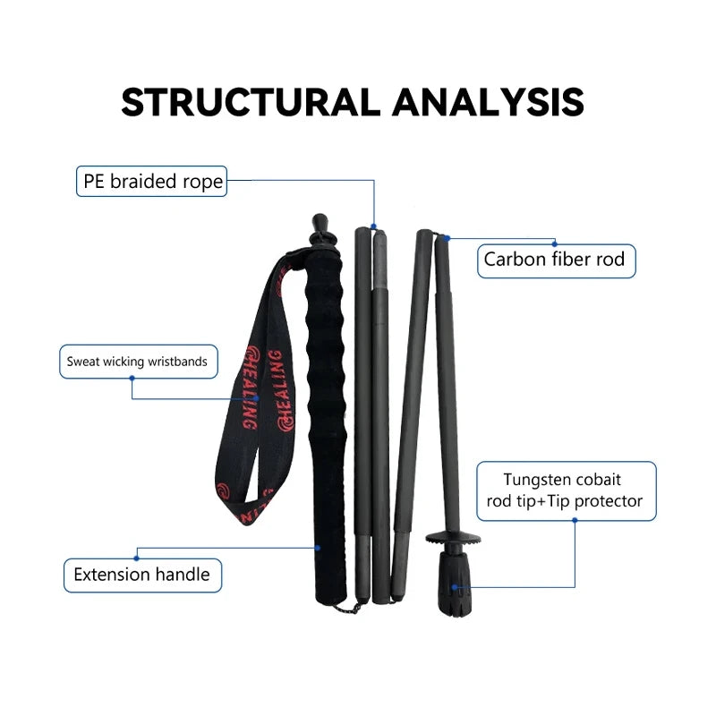 Okhealing Carbon Fiber Foldable Trekking Poles Ultralight Hiking Sticks