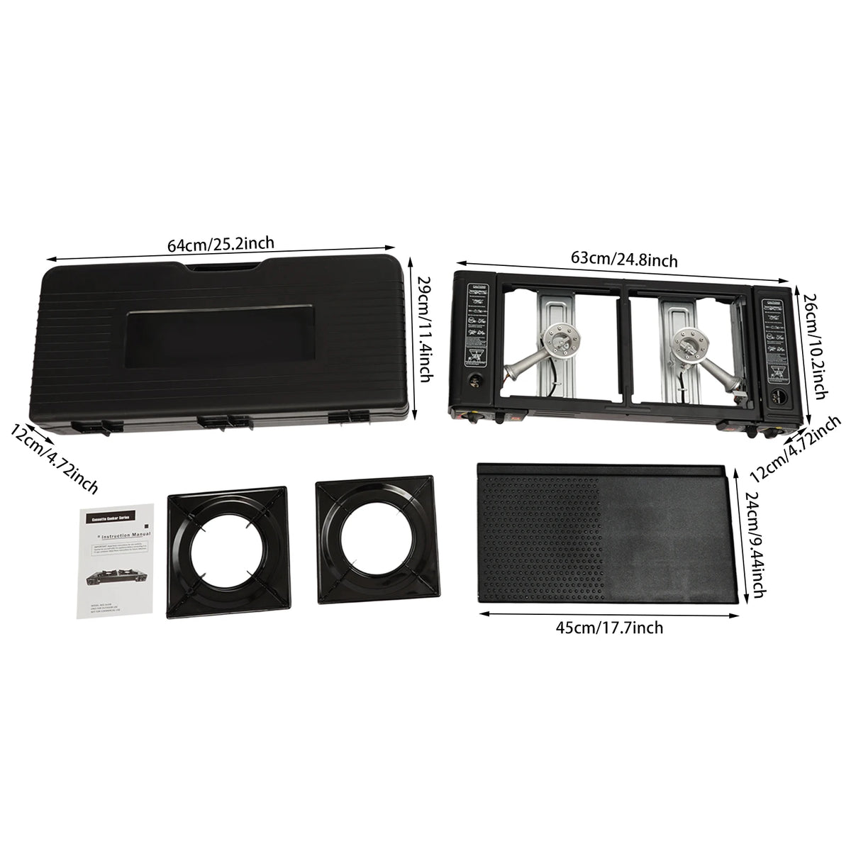Bymaocar Portable Two Burner Camping Stove With Baking Tray
