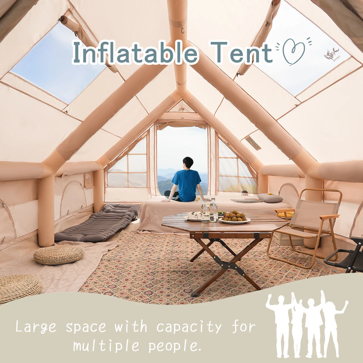 PAKICETUS Luxury Inflatable Camping Tent With Skylight And Air Pump