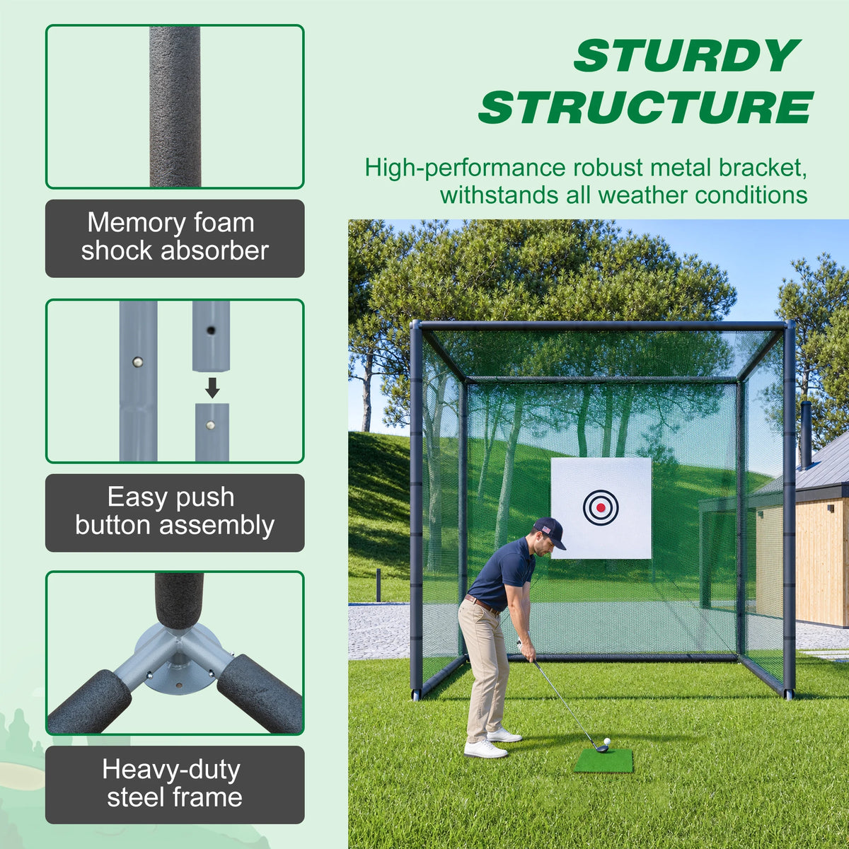 Heavy Duty Metal Frame Golf Practice Net Cage For Training