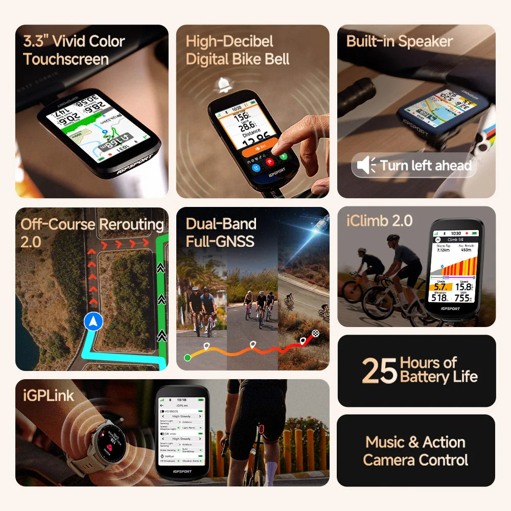IGPSport Bsc500 Touchscreen GPS Cycling Computer Digital Bike Bell