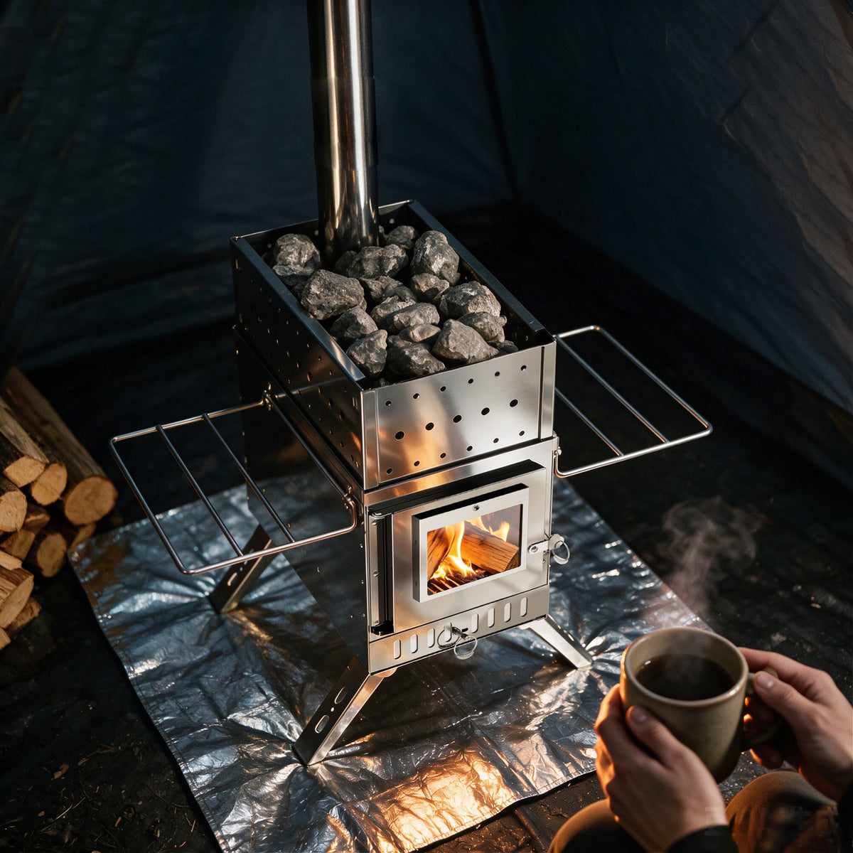 Unho Hot Tent Wood Burning Stove with Glass Window