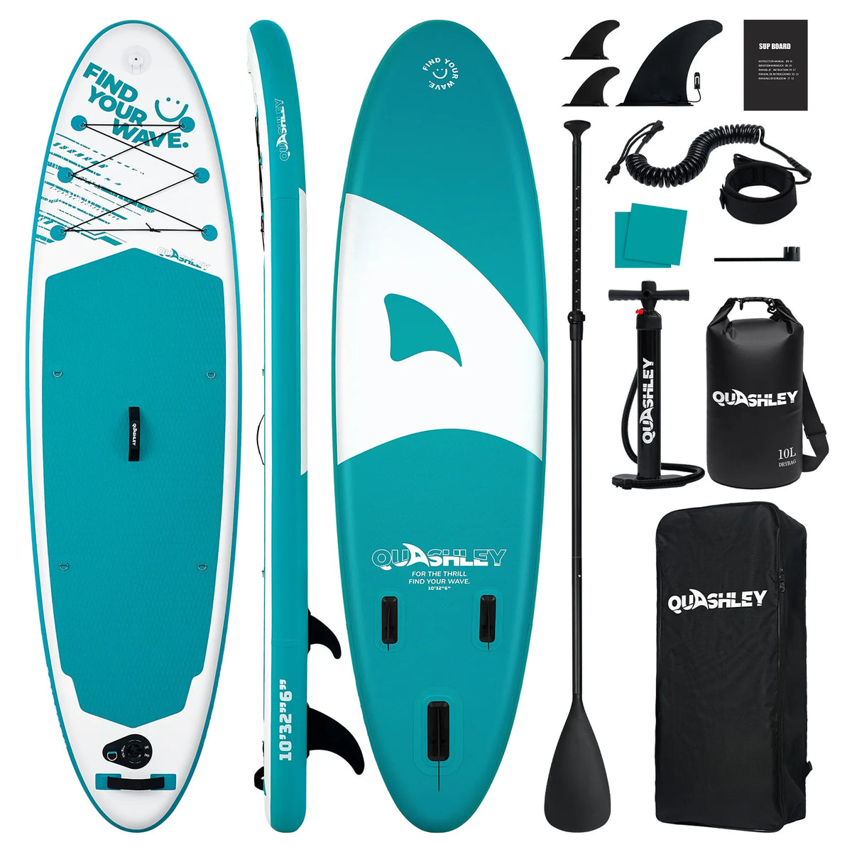 Quashley Inflatable Stand Up Paddle Board Accessory Set