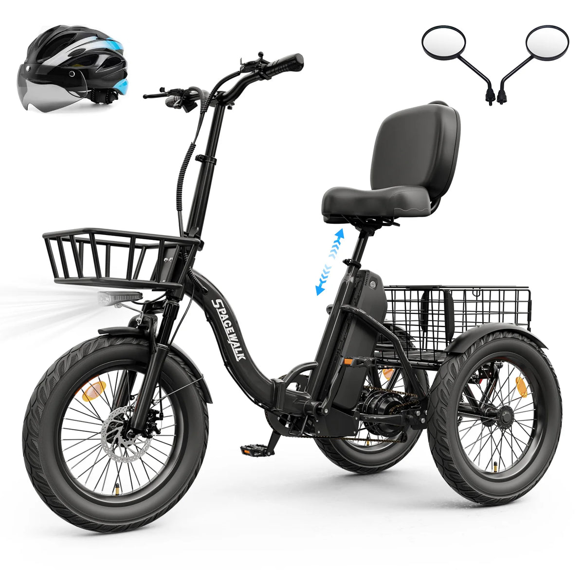Eilleo Spacewalk 1200W Three Wheel Folding Electric Trike For Adults