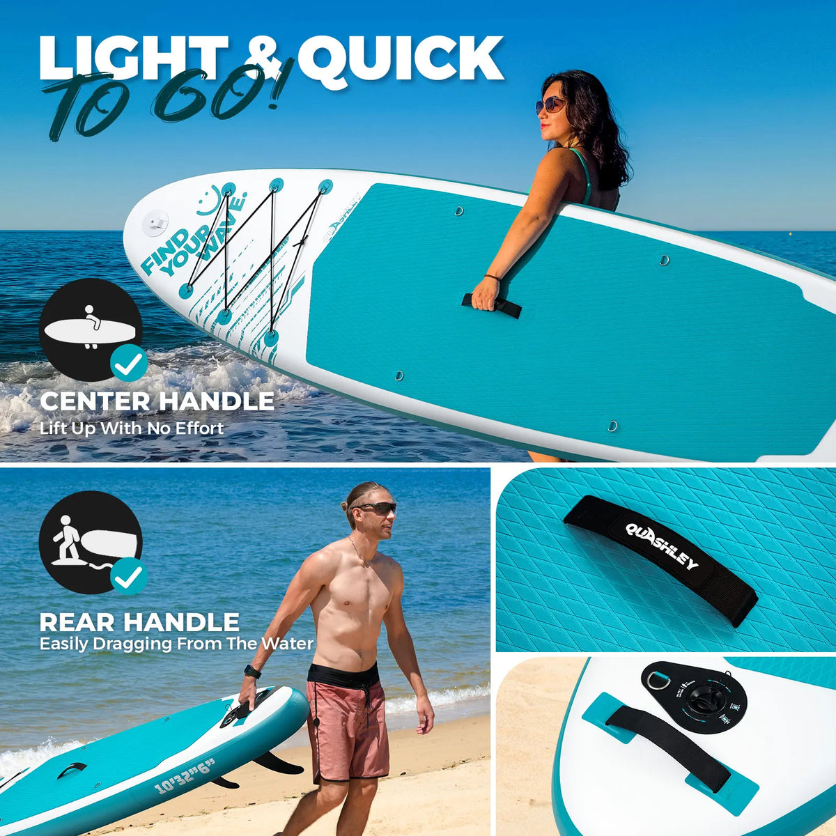 Quashley Inflatable Stand Up Paddle Board Accessory Set
