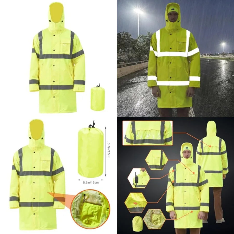 High Visibility Safety Rain Jacket And Bibs For Work Apparel