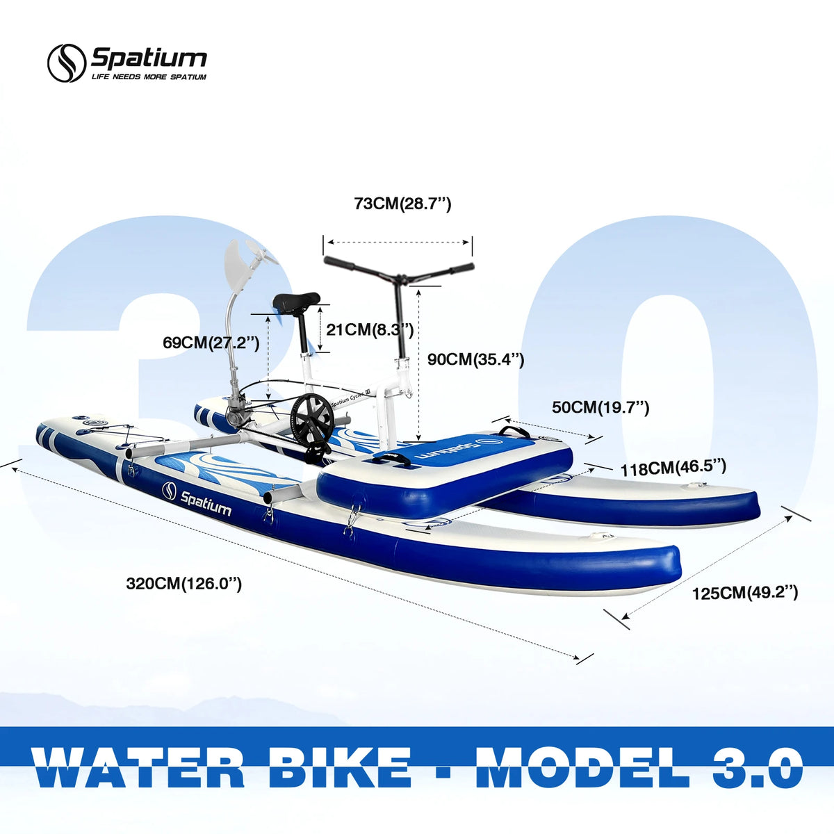 Spatium Adult Inflatable Water Bike With Pontoon And 3-Bladed Propeller