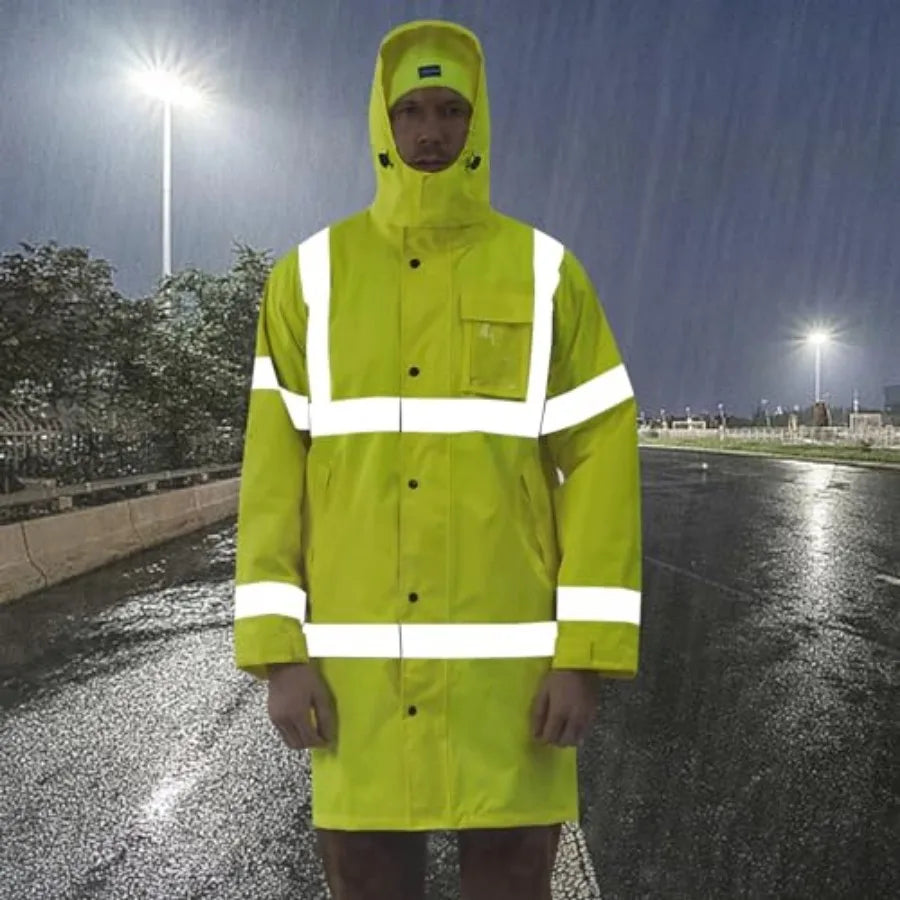 High Visibility Safety Rain Jacket And Bibs For Work Apparel