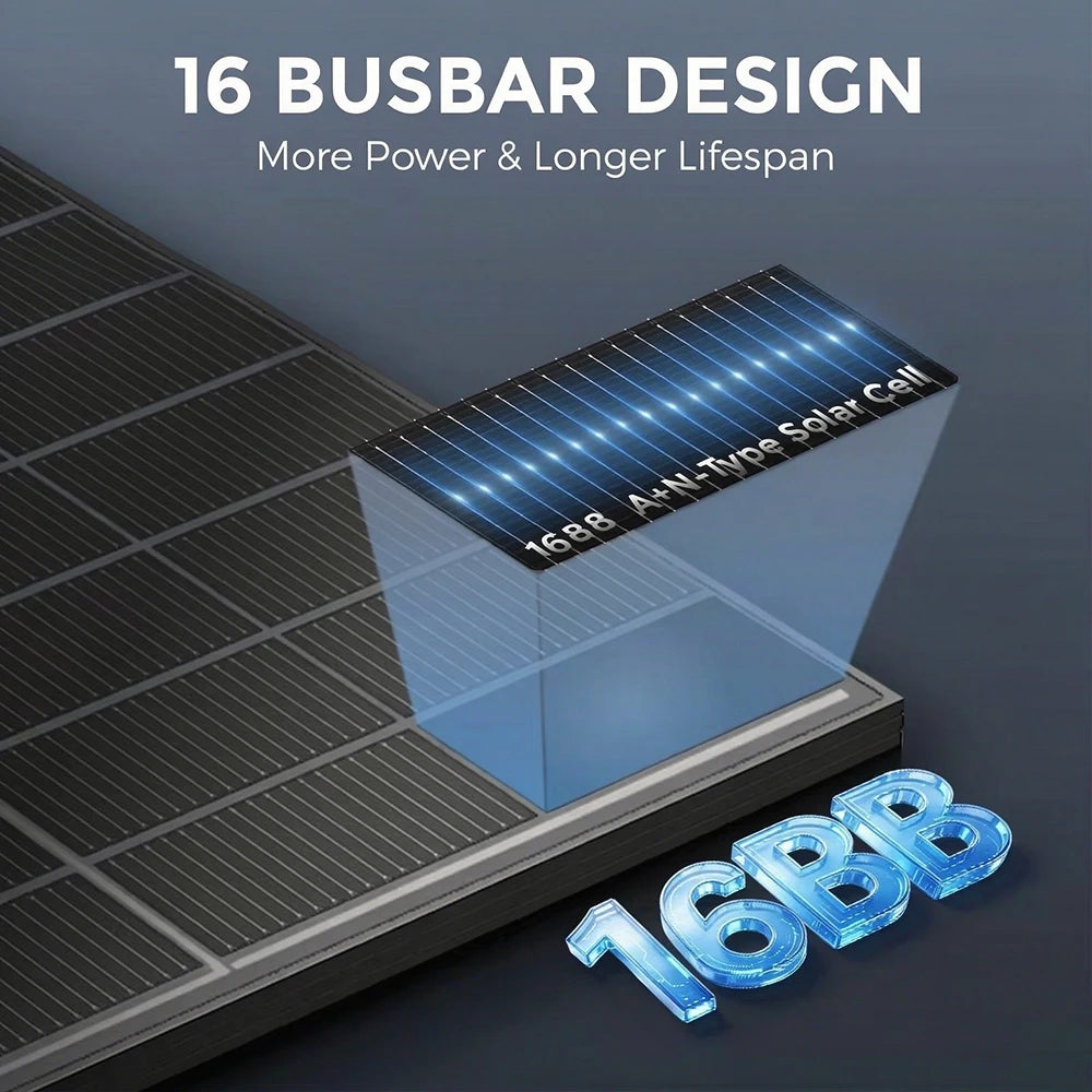 RVPOZWER Bifacial N-Type Monocrystalline Solar Panel for Off-Grid Power
