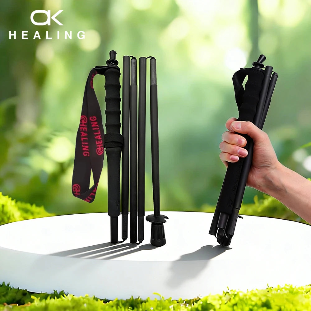 Okhealing Carbon Fiber Foldable Trekking Poles Ultralight Hiking Sticks