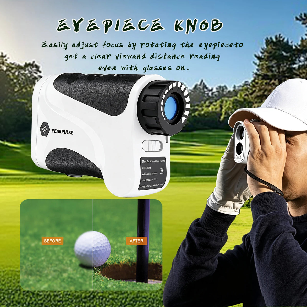 Peakpulse Golf Laser Rangefinder With Slope Compensation And Flag Lock