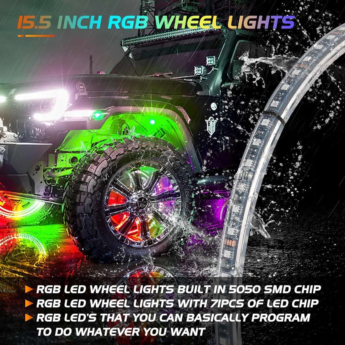 Nilight Double Row LED Wheel Ring Lights With Remote