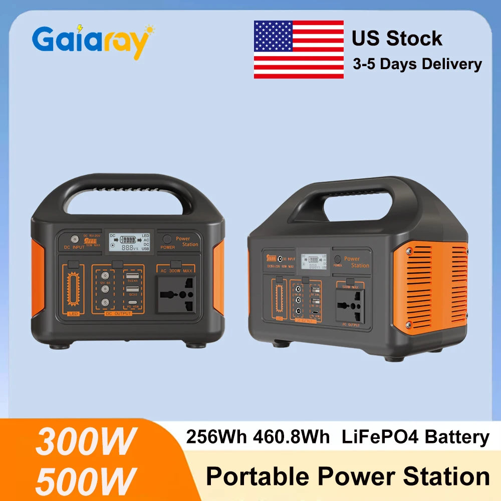 GaiaRay Portable LiFePO4 Power Station for Camping and Emergency Backup