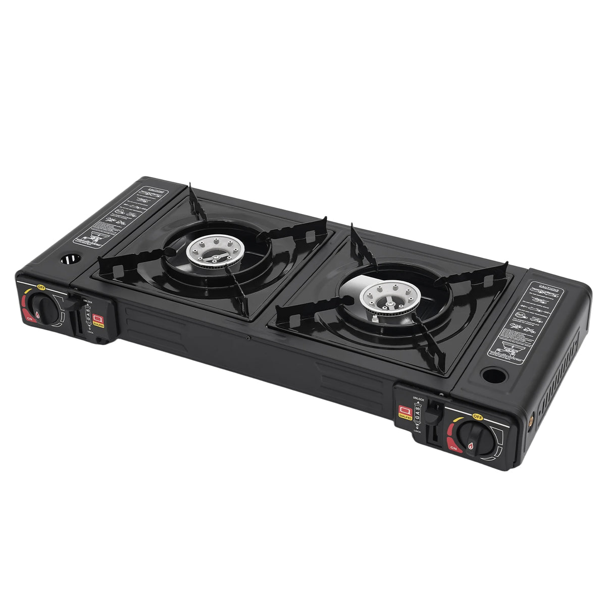 Portable Dual Burner Camping Gas Stove With Piezo Ignition