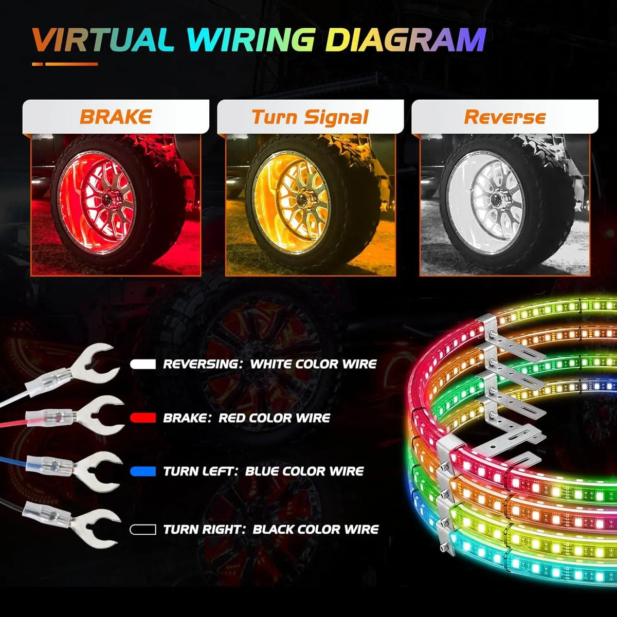 Nilight Double Row LED Wheel Ring Lights With Remote