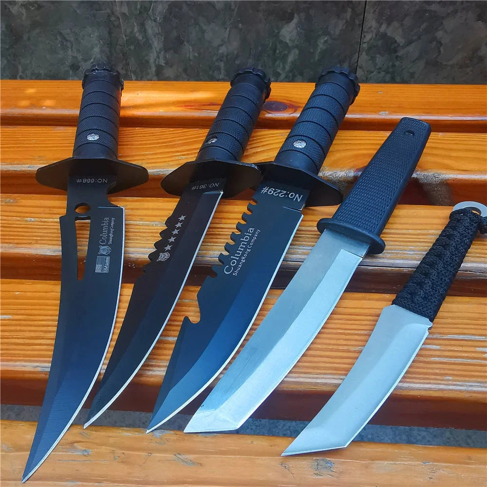 Fixed Blade Bowie Hunting Knife With Sheath For Survival Camping