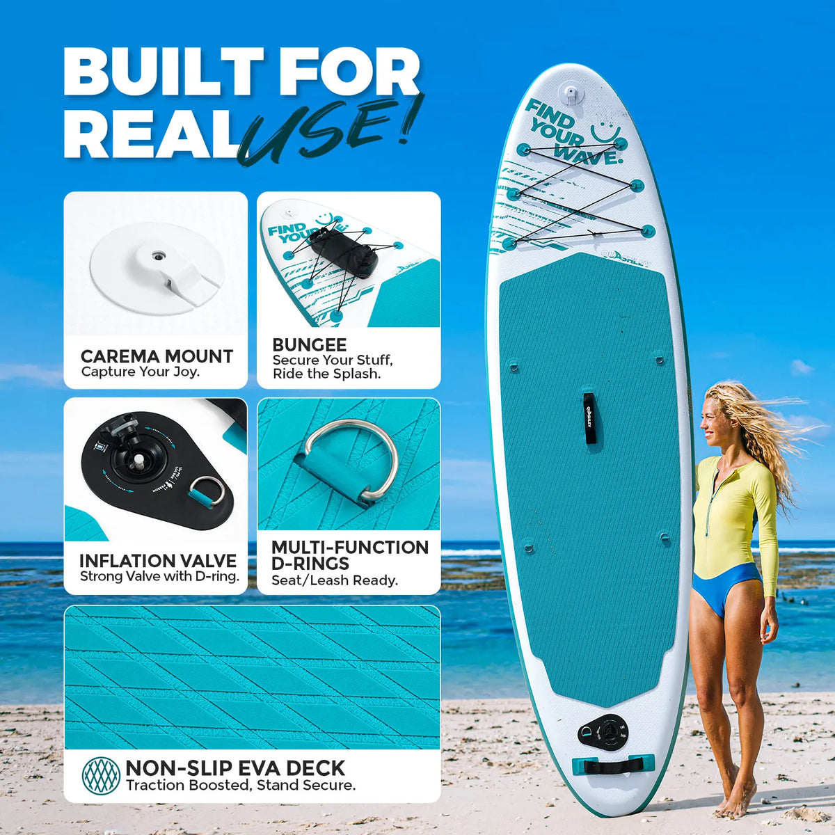 Quashley Inflatable Stand Up Paddle Board Accessory Set