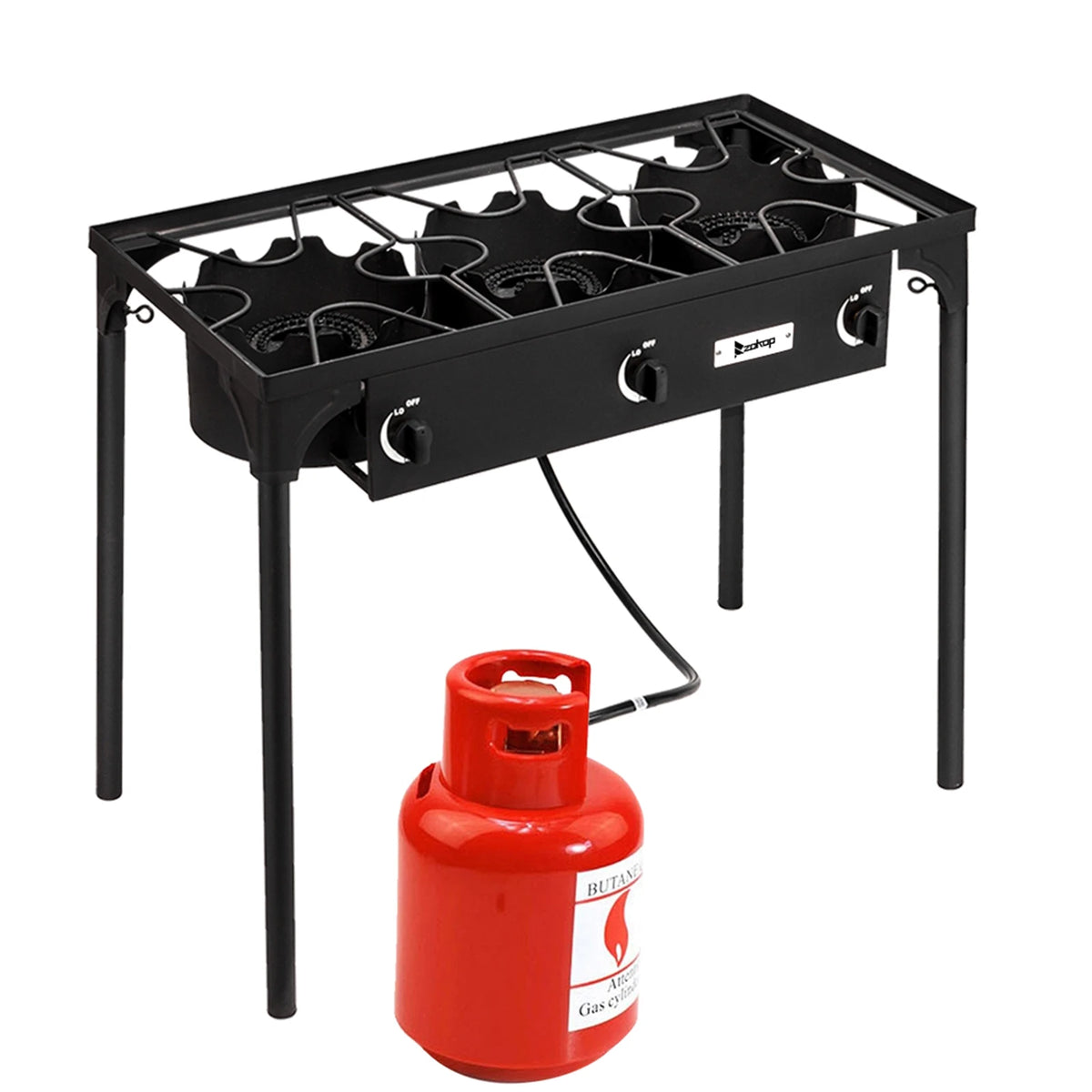 Outdoor High Pressure Propane Camp Stove Cast Iron Three Burner