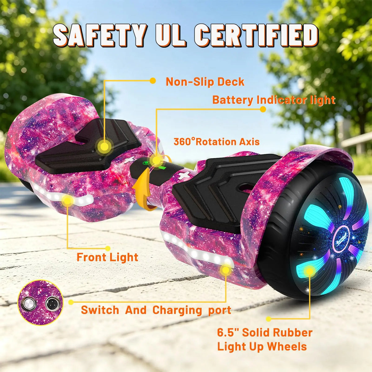 Electric Self Balancing Scooter With Bluetooth Speaker UL2272 Certified
