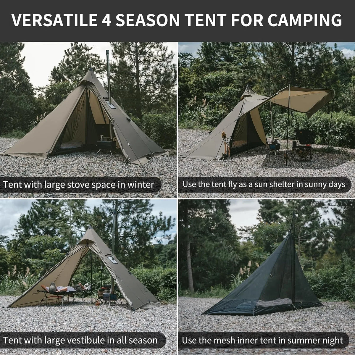 Naturehike Flame Retardant Camping Tent With Chimney Window