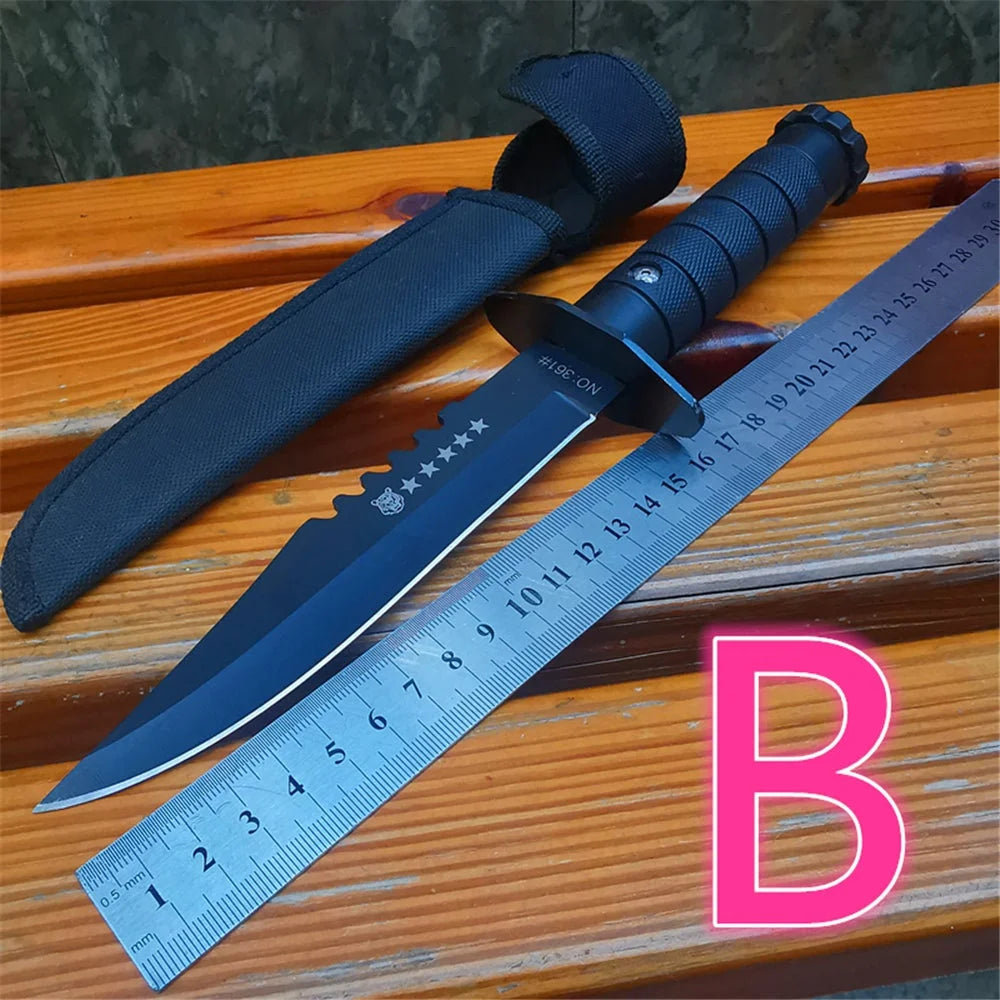 Fixed Blade Bowie Hunting Knife With Sheath For Survival Camping