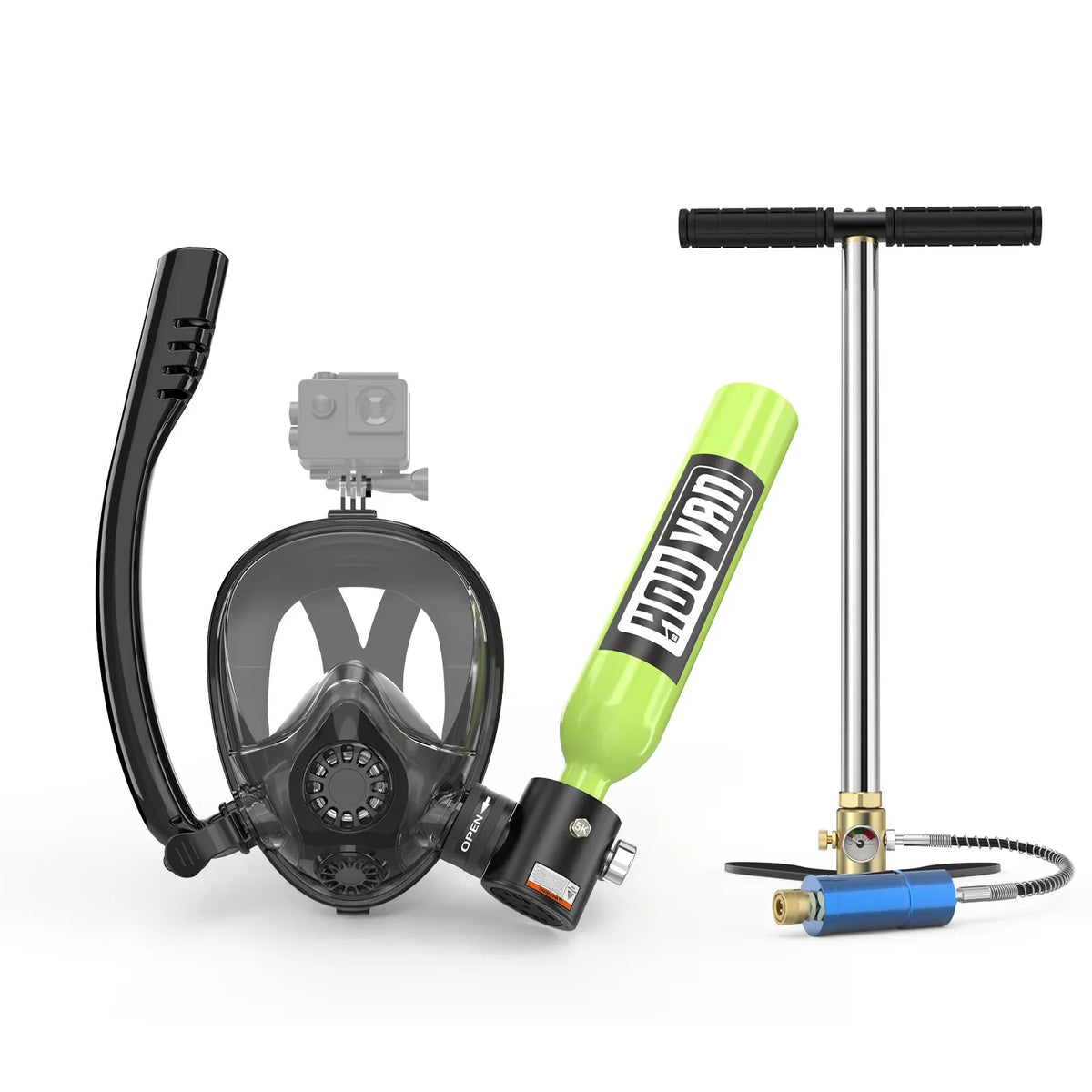 Houvan Portable Scuba Tank With Full Face Snorkel Mask
