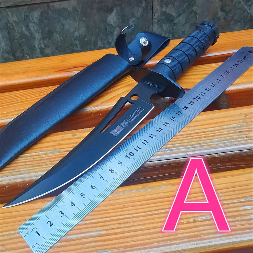 Fixed Blade Bowie Hunting Knife With Sheath For Survival Camping