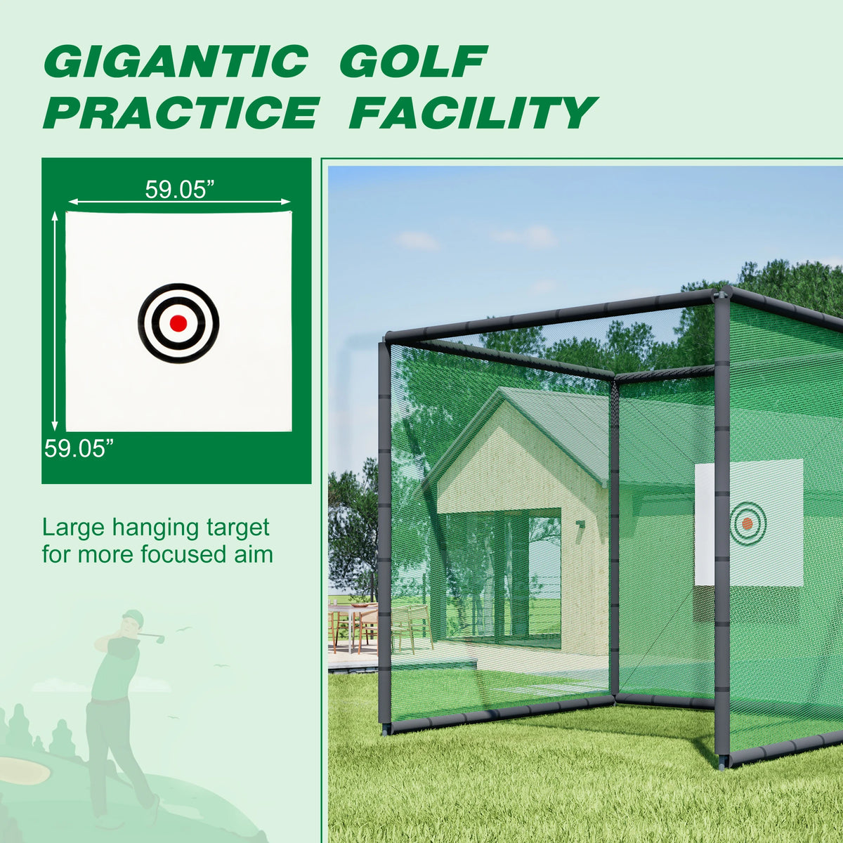 Heavy Duty Metal Frame Golf Practice Net Cage For Training