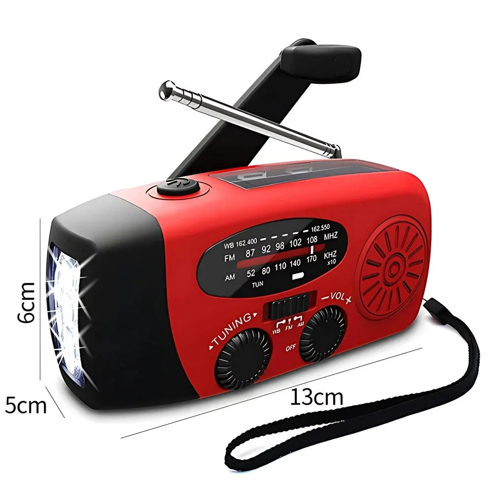 Portable Emergency Radio With Hand Crank Power Bank And Flashlight