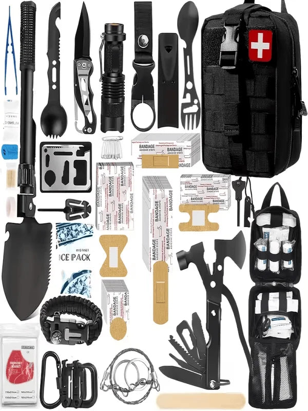 217-Piece Survival Kit First Aid Tools Molle Bag Outdoor Hiking