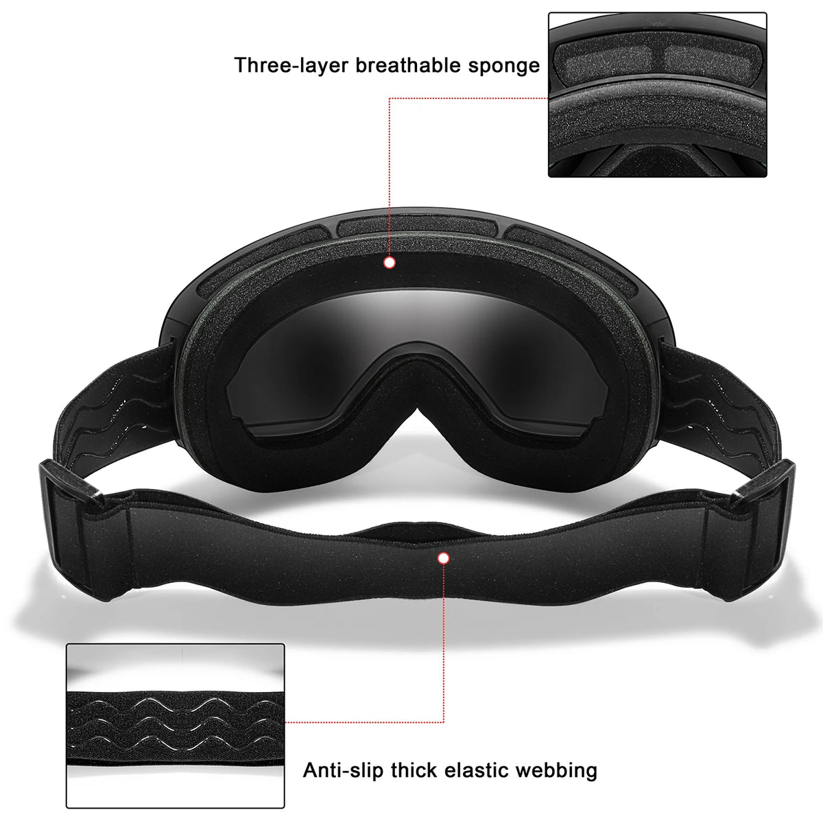Winter UV400 Anti-Fog Ski Goggles Featuring Durable Polycarbonate Lenses