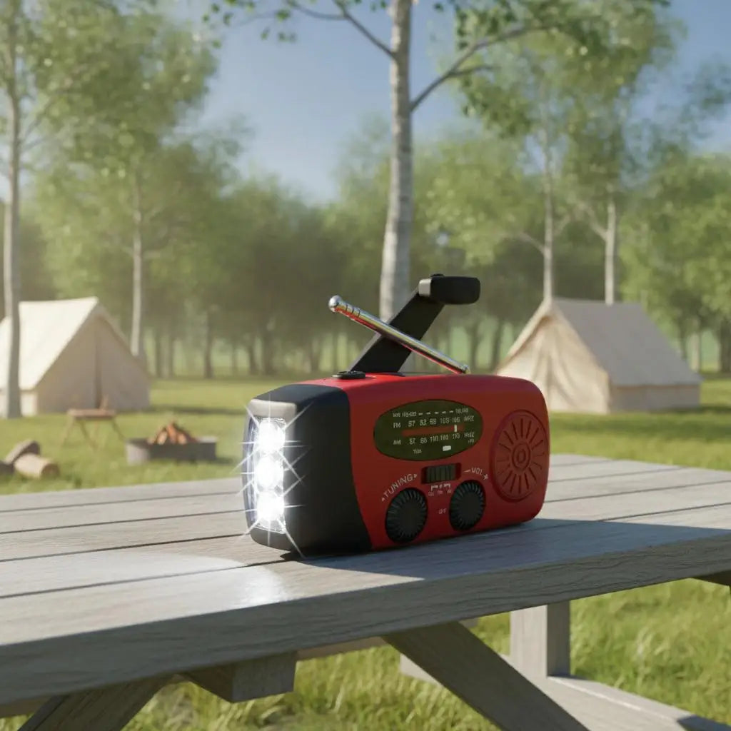 Portable Emergency Radio With Hand Crank Power Bank And Flashlight