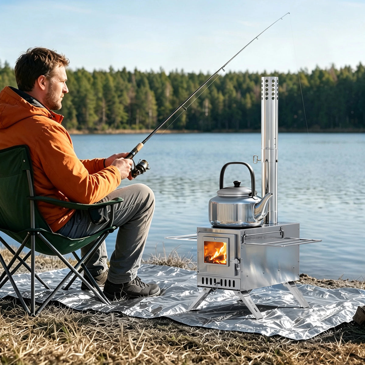 Unho Hot Tent Wood Burning Stove with Glass Window