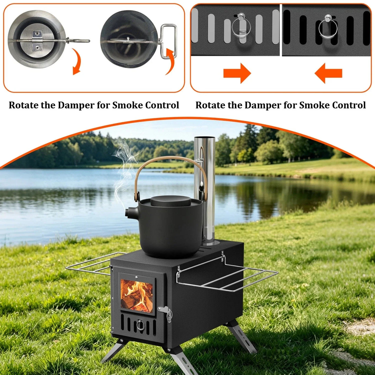 Portable Wood Burning Tent Stove for Camping Heating and Cooking