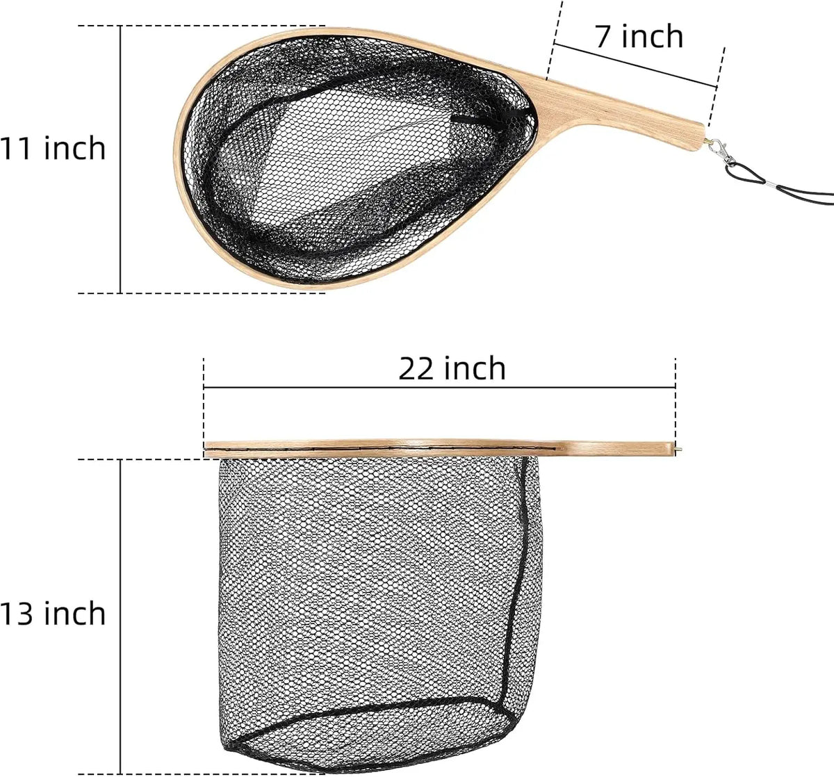 Light Wooden Cast Net With Sturdy Handles For Recreational Angling