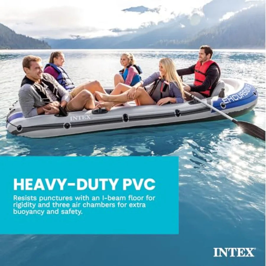 Inflatable Fishing Boat River Raft Set With Oars For Outdoors