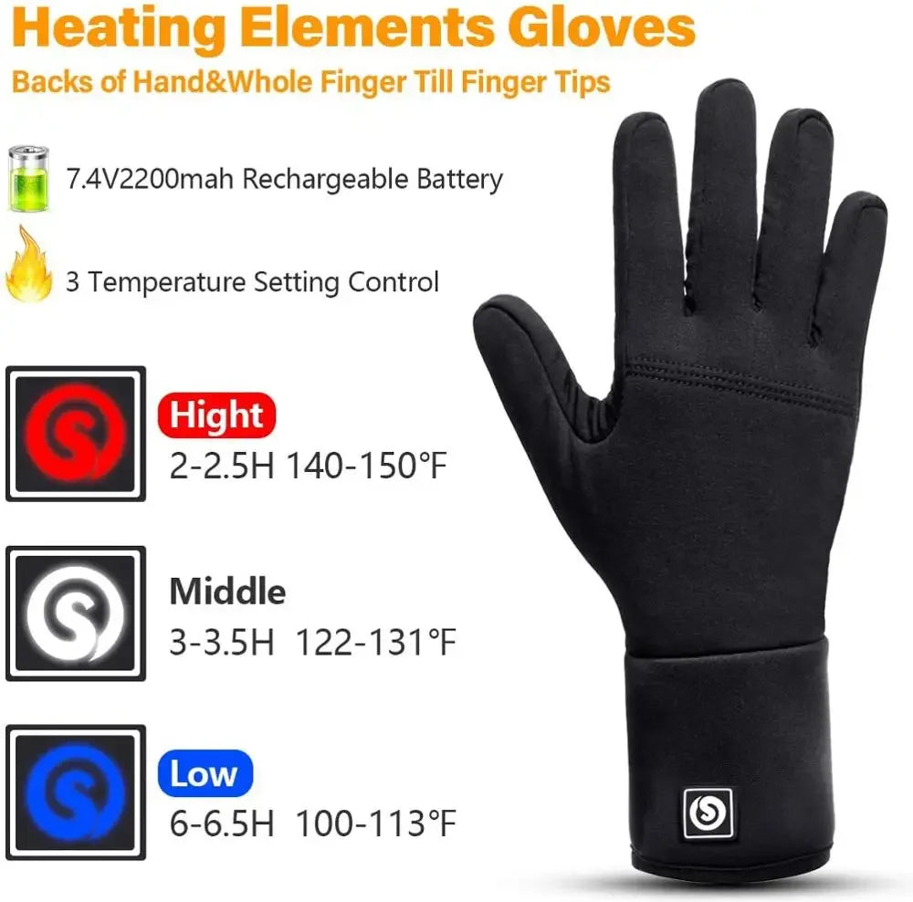 Day Wolf Heated Gloves Liner Winter Rechargeable Warm Skiing Sports