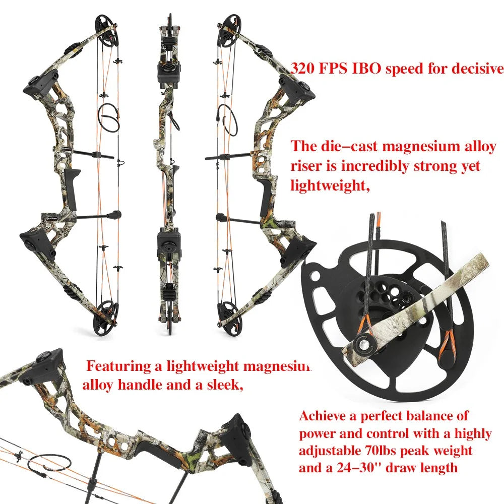 Adjustable Magnesium Alloy Compound Bow For Hunting And Target Shooting