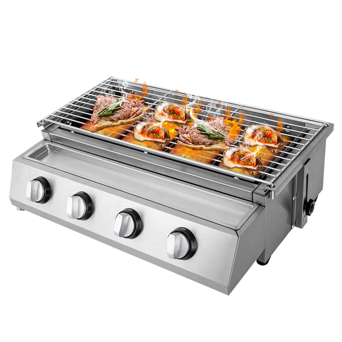 4 Burner Portable Stainless Steel Smokeless Gas Grill For Camping